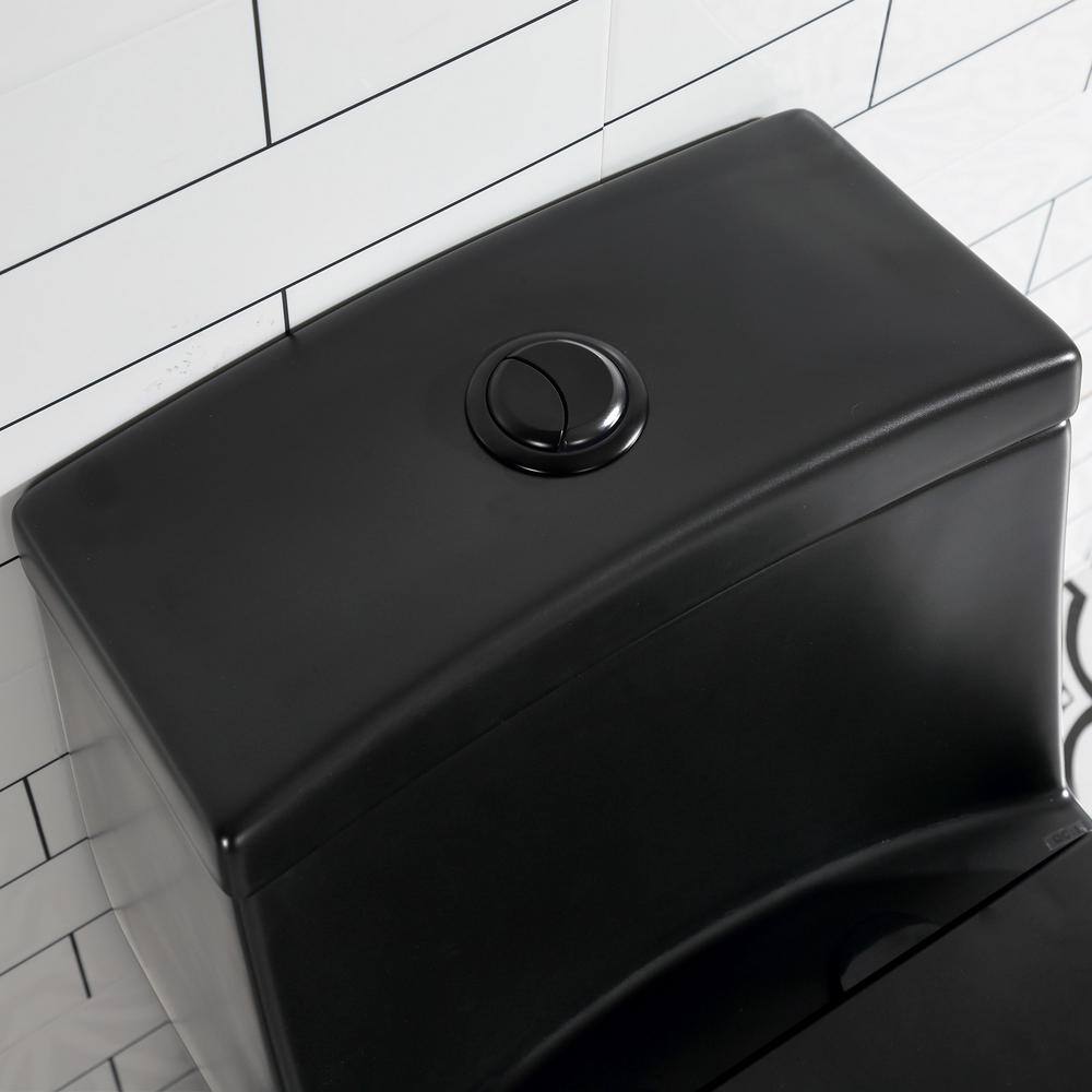 HOROW 1-piece 0.81.28 GPF Dual Flush Elongated Toilet in. Black Seat Included HR-0080B