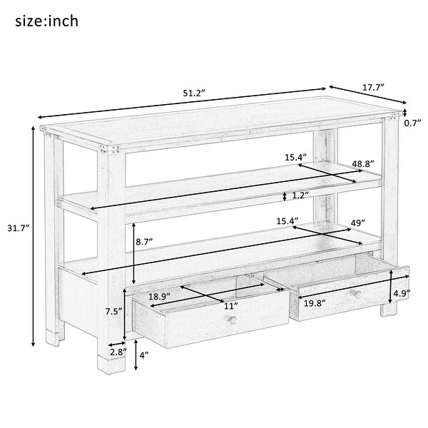 Console Table with 2 Drawers and 2 Shelves