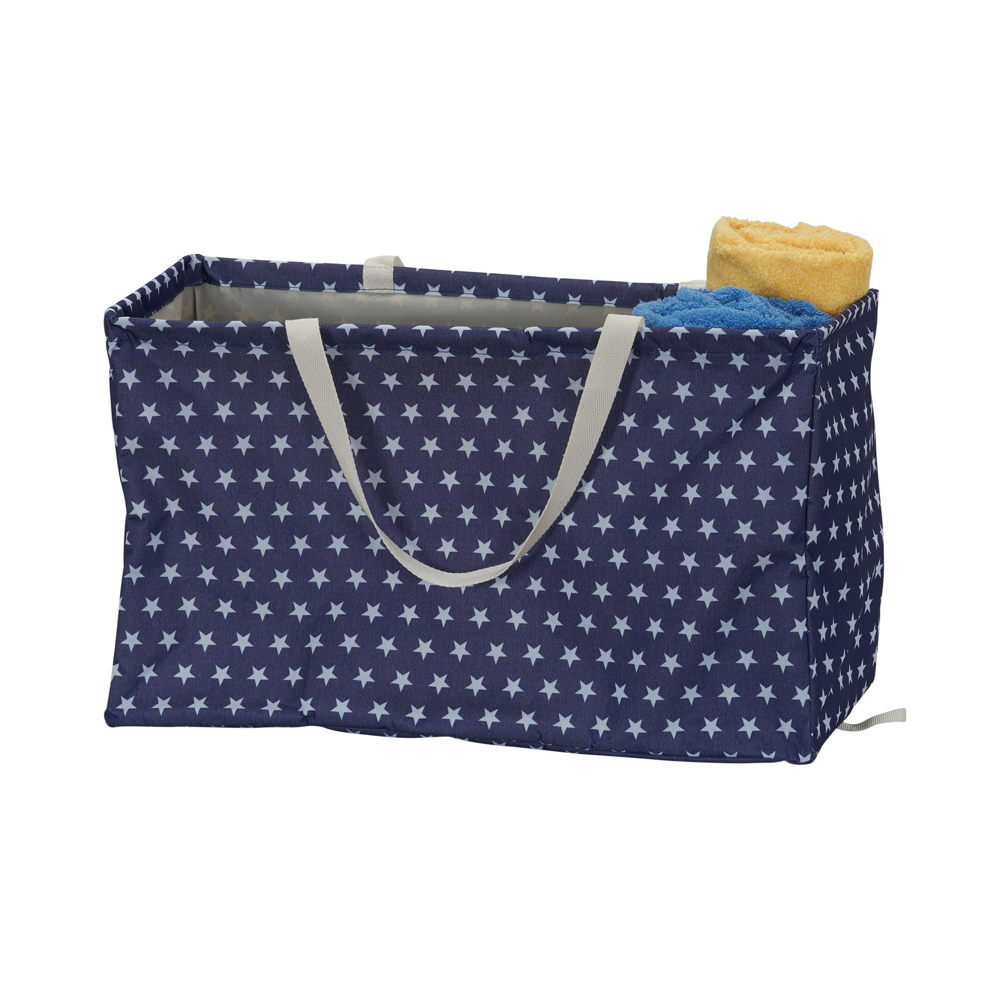 Household Essentials Krush Re Countangle Utility Tote Bag， White Stars on Blue