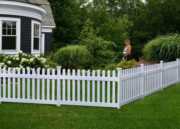 Zippity Outdoor Products Newport Permanent Picket Fence with Post and No-Dig Steel Pipe Anchor (3ft x 6ft)