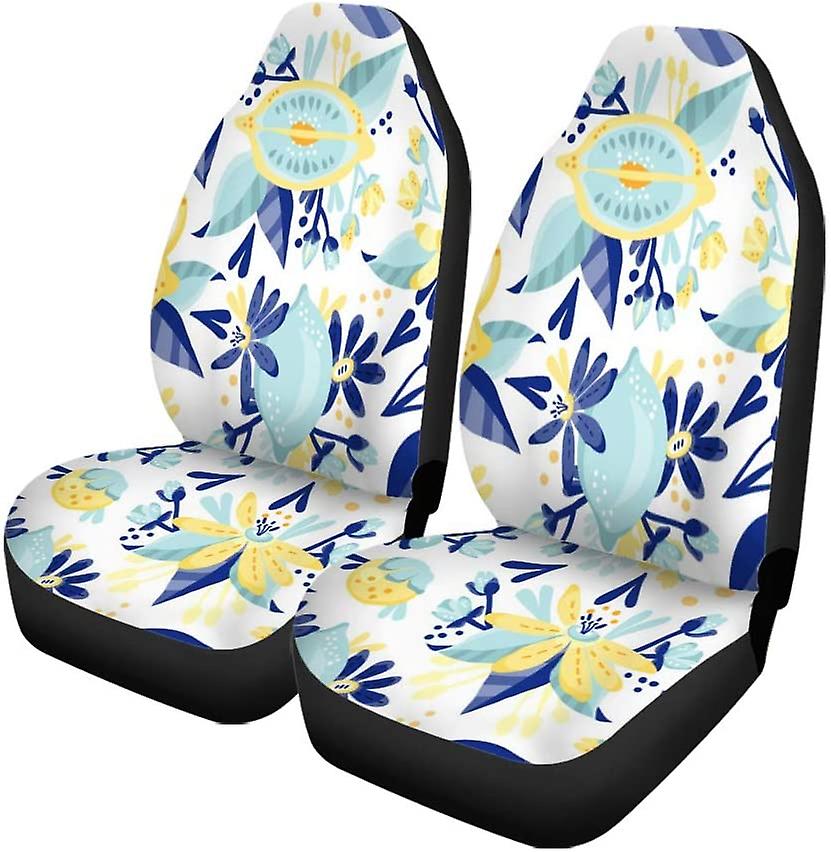 Set Of 2 Car Seat Covers Lemon Summer Universal Auto Front Seats Protector Fits For Car，suv Sedan，truck D---43834