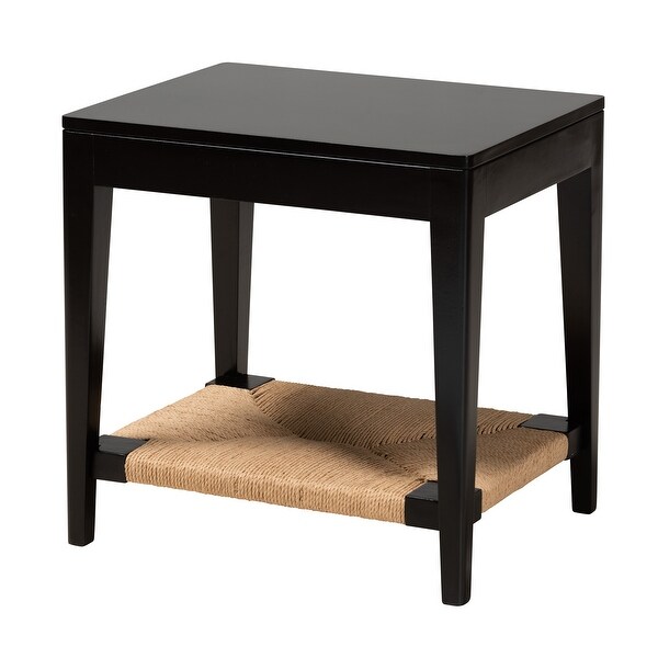 Freya Modern Bohemian Black Finished Bayur Wood End Table