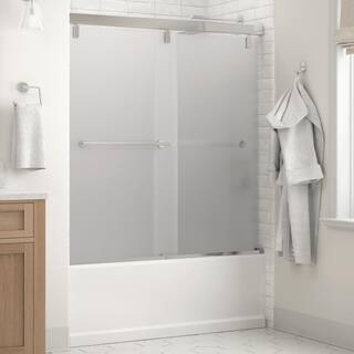 Delta Everly 60 in. x 59-14 in. Mod Semi-Frameless Sliding Bathtub Door in Chrome and 14 in. (6mm) Frosted Glass SD3441905