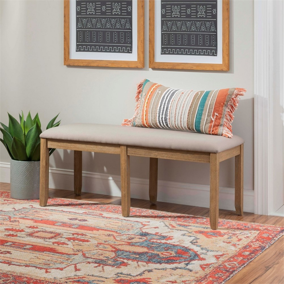 Linon Jordan Wood Backless Bench in Dark Charcoal Gray   Transitional   Upholstered Benches   by Homesquare  Houzz