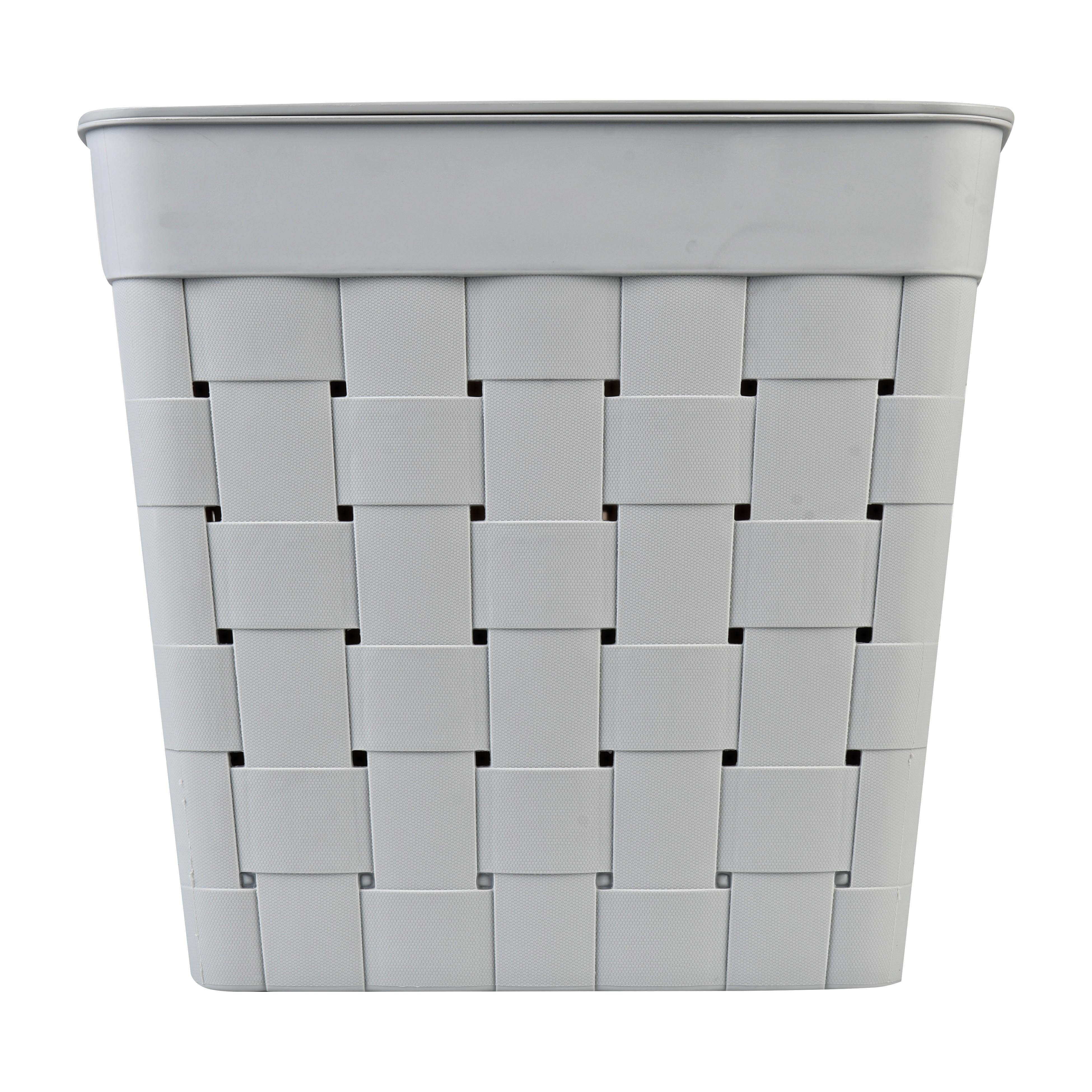 Your Zone Child and Teen Wide Weave Plastic Stacking Storage Bin with Lid, Gray