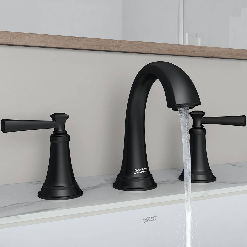 American Standard Rumson 8 in. Widespread Bathroom Faucet and Single-Handle 3-Spray Tub and Shower Faucet in Matte Black (Valve Included) RumsonTSWideMB