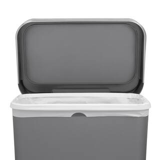 simplehuman 45-Liter Grey Plastic Rectangular Liner Rim Step-On Trash Can CW1386