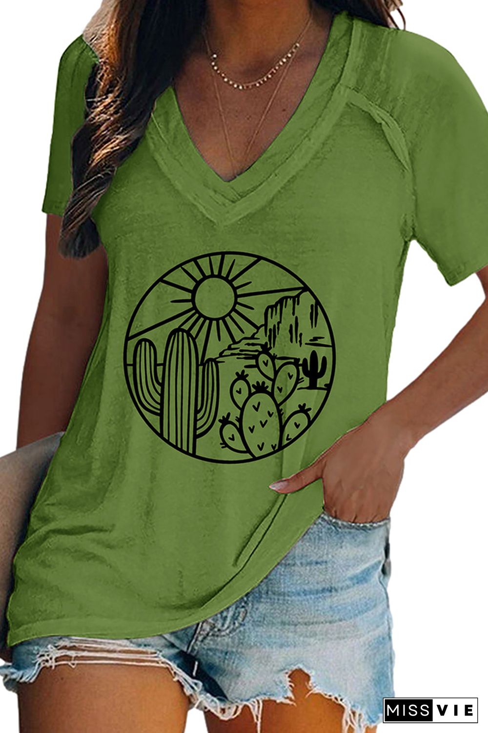 Desert Shirt, Cactus Plants V-Neck Tee