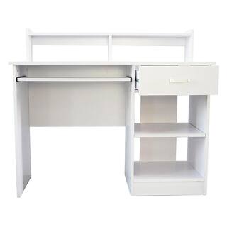 Winado 43.3 in. Modern E1 15MM Chipboard White Computer Desk 951228123593