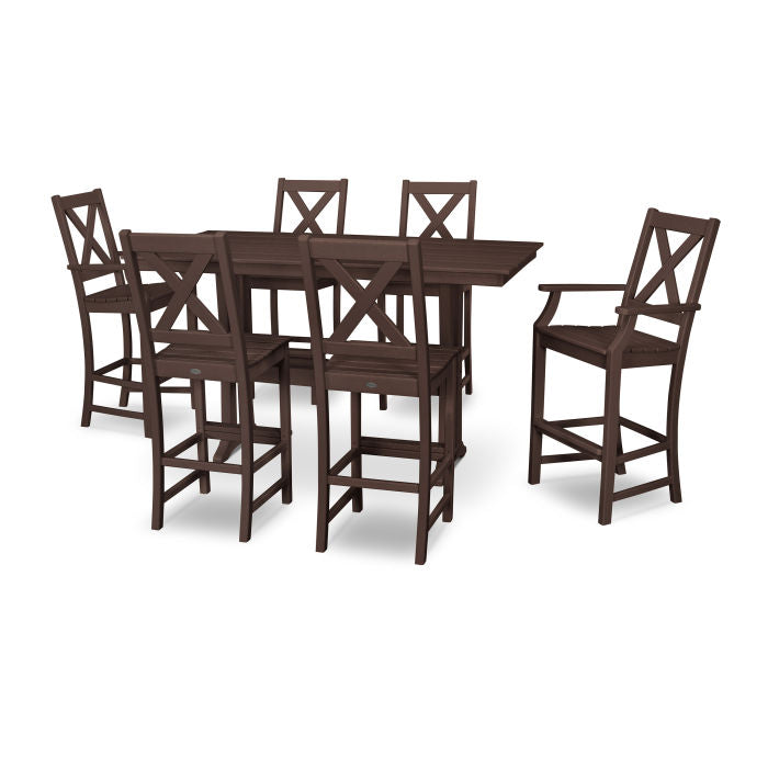 Polywood Braxton 7-Piece Farmhouse Trestle Bar Set PWS512-1