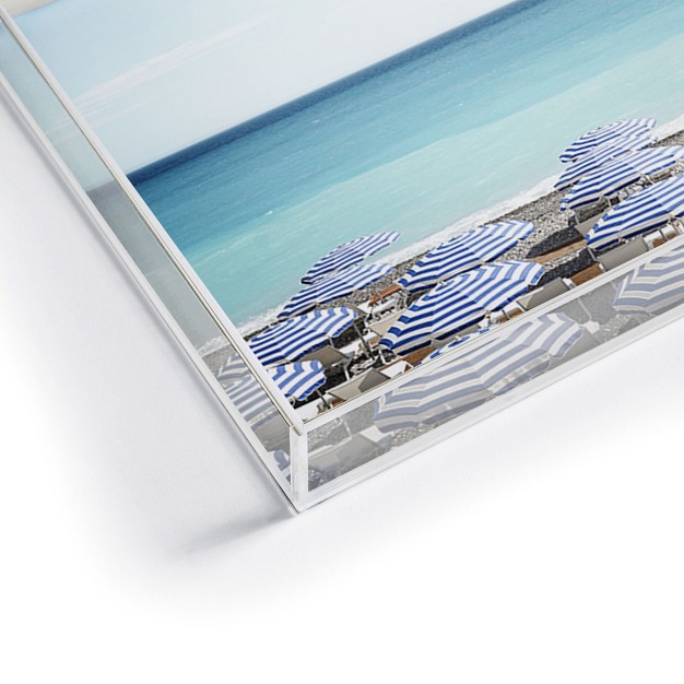 Henrike Schenk Travel Photography Blue Beach Umbrellas Photo Acrylic Tray deny Designs