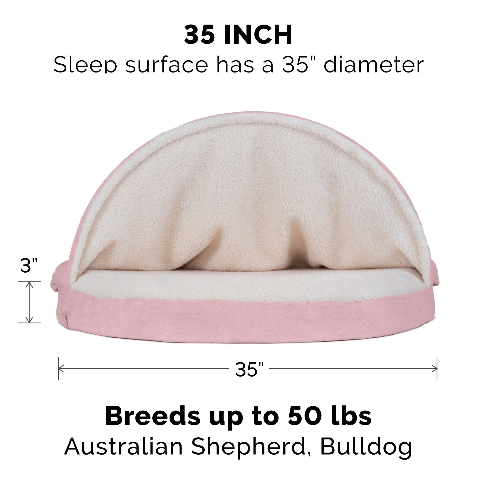 FurHaven Pet Products Orthopedic Faux Sheepskin Snuggery Burrow Pet Bed for Dogs & Cats, Pink, 35