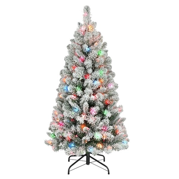 Puleo International 4.5 ft. Prelit Flocked Virginia Pine Tree