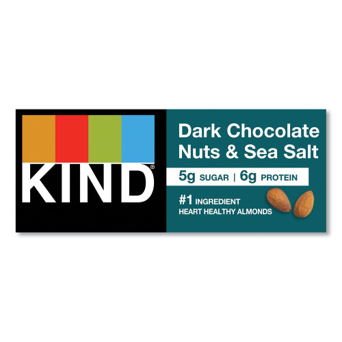 KIND Nuts and Spices Bar， Dark Chocolate Nuts and Sea Salt， 1.4 oz， 12/Box (17851)