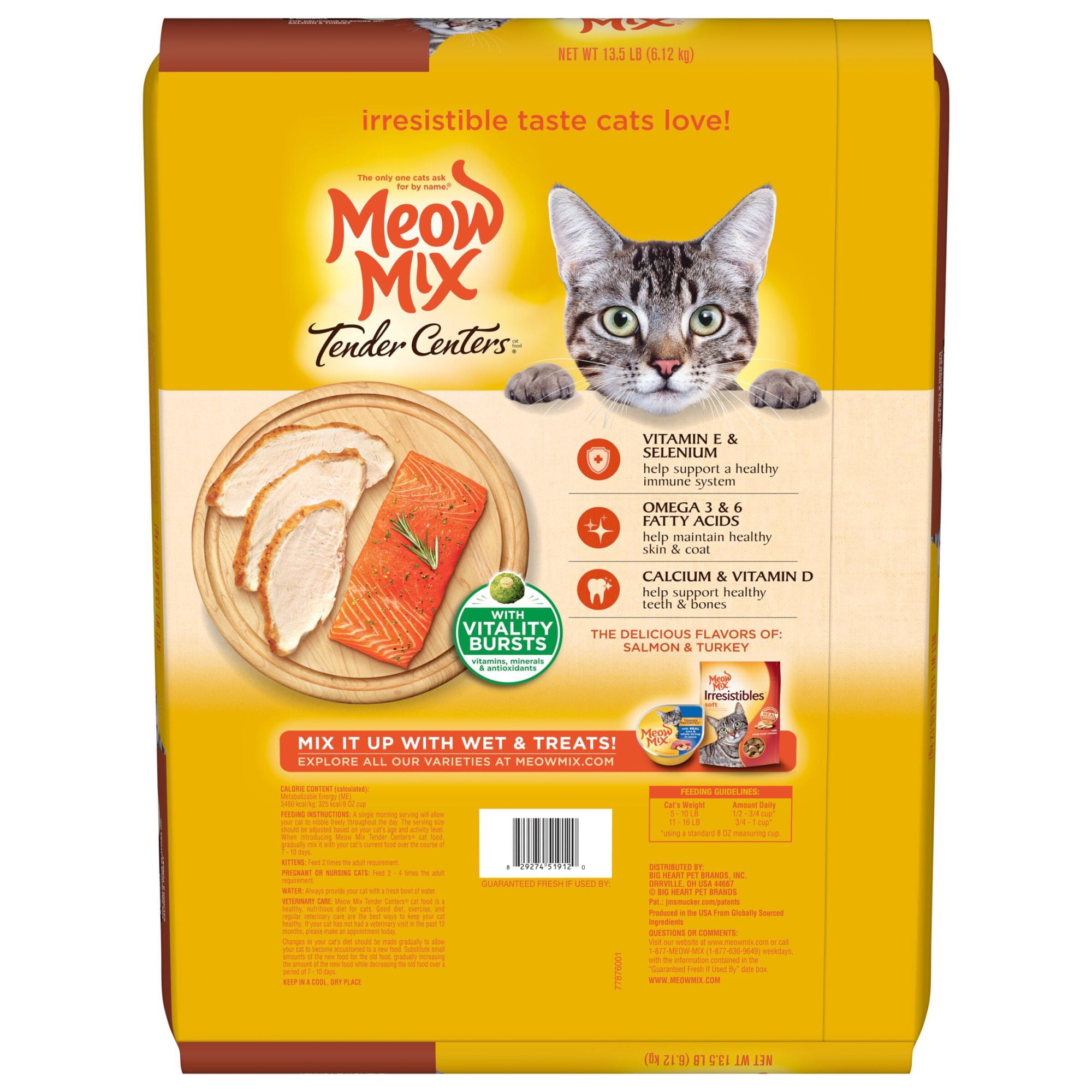 Meow Mix Tender Centers Salmon & Turkey Dry Cat Food, 13.5 Pounds