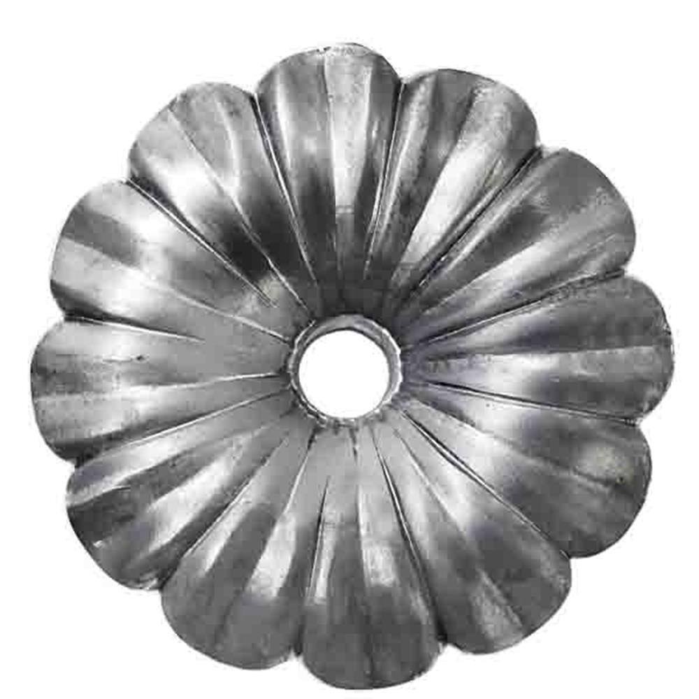 arteferro 3-34 in. Round Heavy Gauge Center Punched Floral Design Raw Forged Rosette 116A3