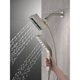 Delta In2ition 4-Spray Patterns 2.5 GPM 4.5 in. Wall Mount Dual Shower Heads in Lumicoat Stainless 58473-SS-PR25