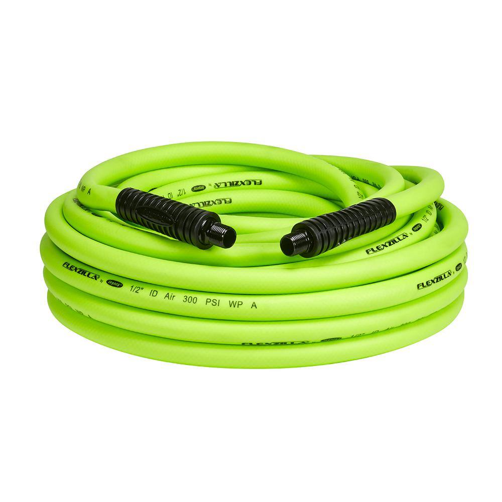 Flexzilla 12 in. x 50 ft. Air Hose with 38 in. MNPT Fittings HFZ1250YW3