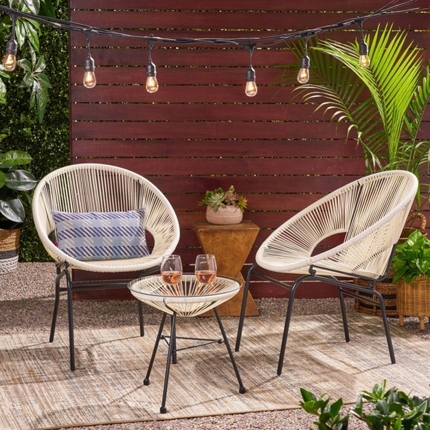 Nusa 3pc Faux Rattan Chat Set Christopher Knight Home