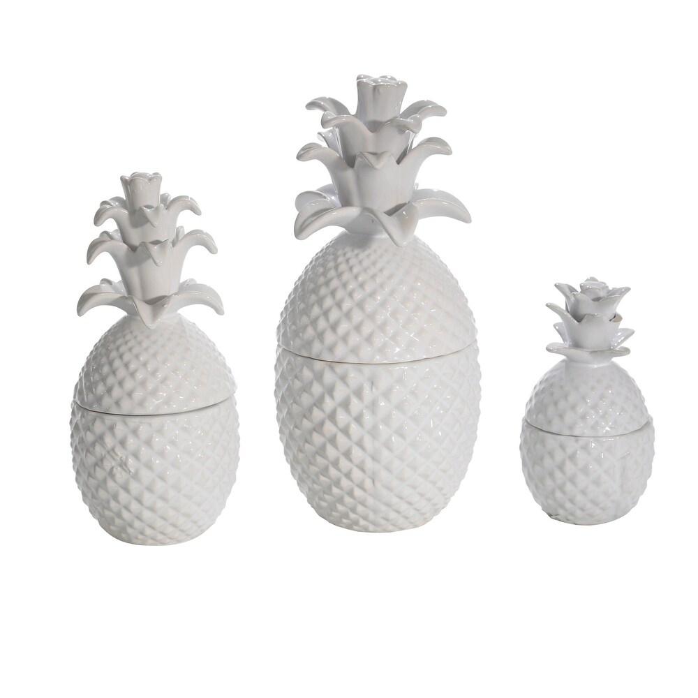 White Pineapple Jar 8.75\