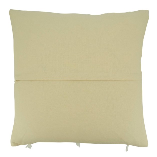 Oversize Frayed Stitch Line Design Square Throw Pillow Cover White Saro Lifestyle