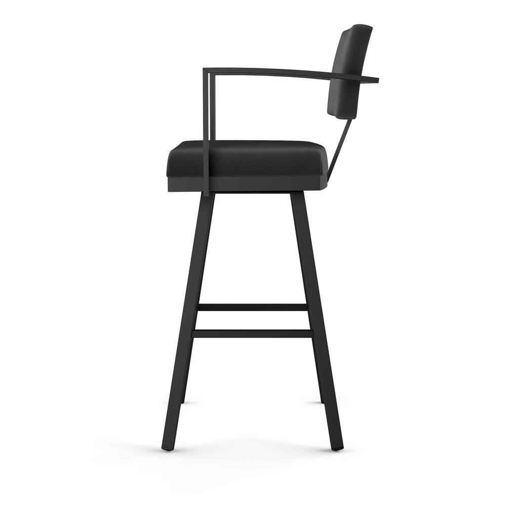 Akers 30 in. Black Faux LeatherBlack Metal Swivel Bar Stool 41431-30WE1B25DAF4