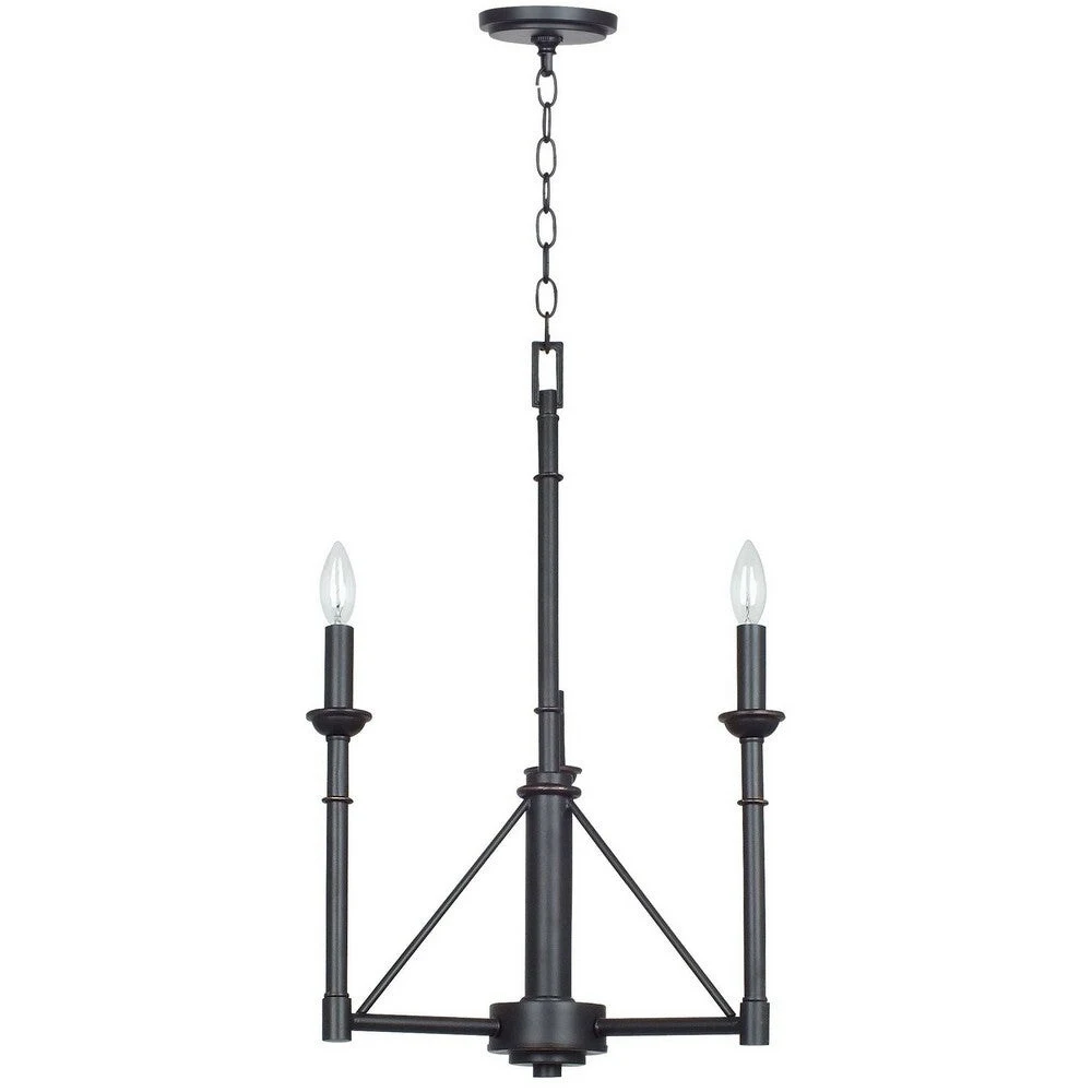 Niva 25 Inch Modern 3 Light Chandelier, Candelabra Style, Metal, Bronze - 25L x 25W x 18H, in inches