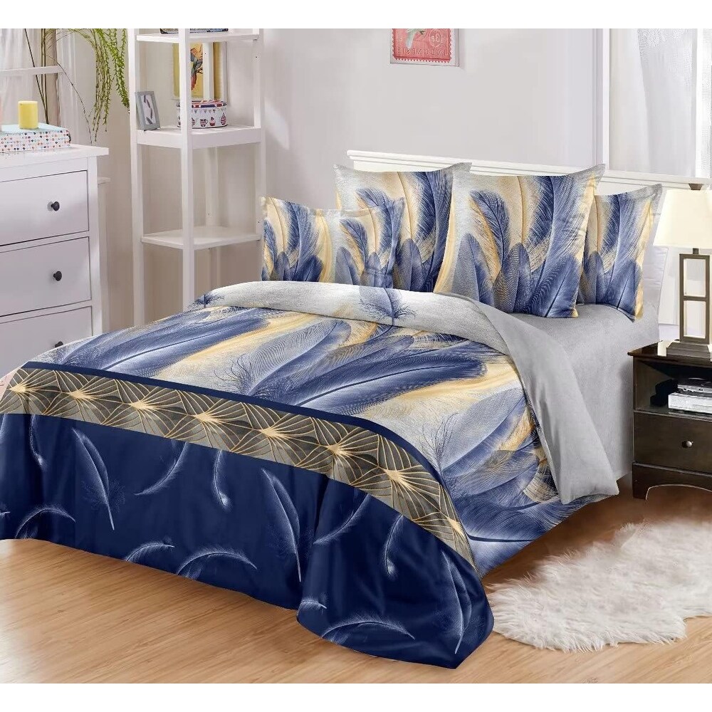 Wellco Twin Comforter Set   2 Pieces  Season Bed Set Soft Polyester Feather Bedding Comforters  Navy