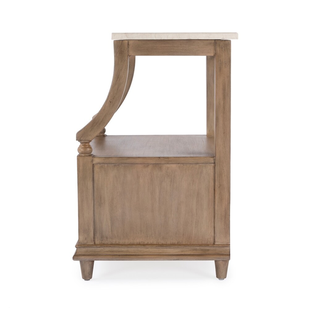 Mabel Genuine Marble and Wood 1 Drawer Nightstand