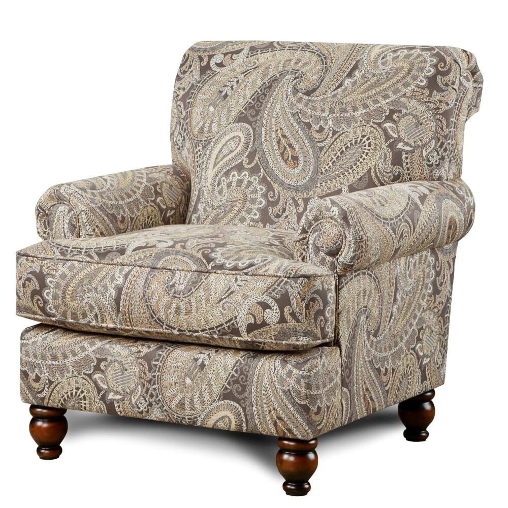 Capernicus Beige Paisley Print Accent Chair