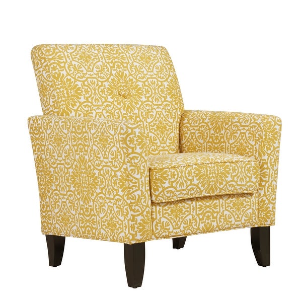 Handy Living Alex Gold Damask Upholstered Arm Chair