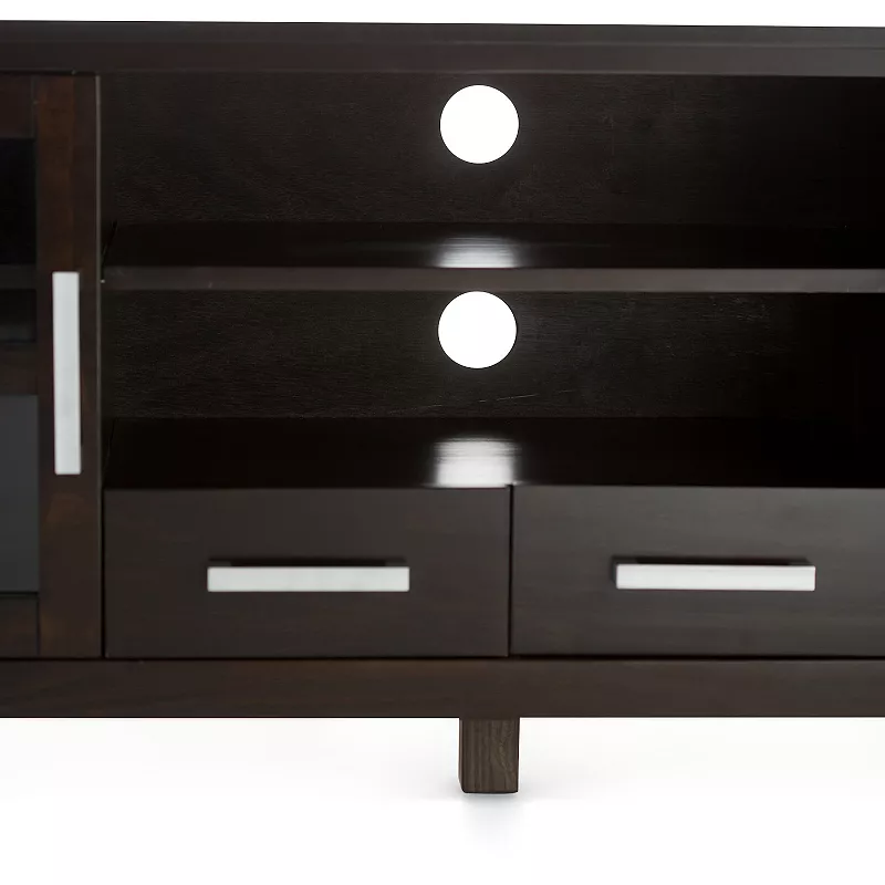 Simpli Home Kitchener Solid Wood 60 in. Wide Contemporary TV Media Stand