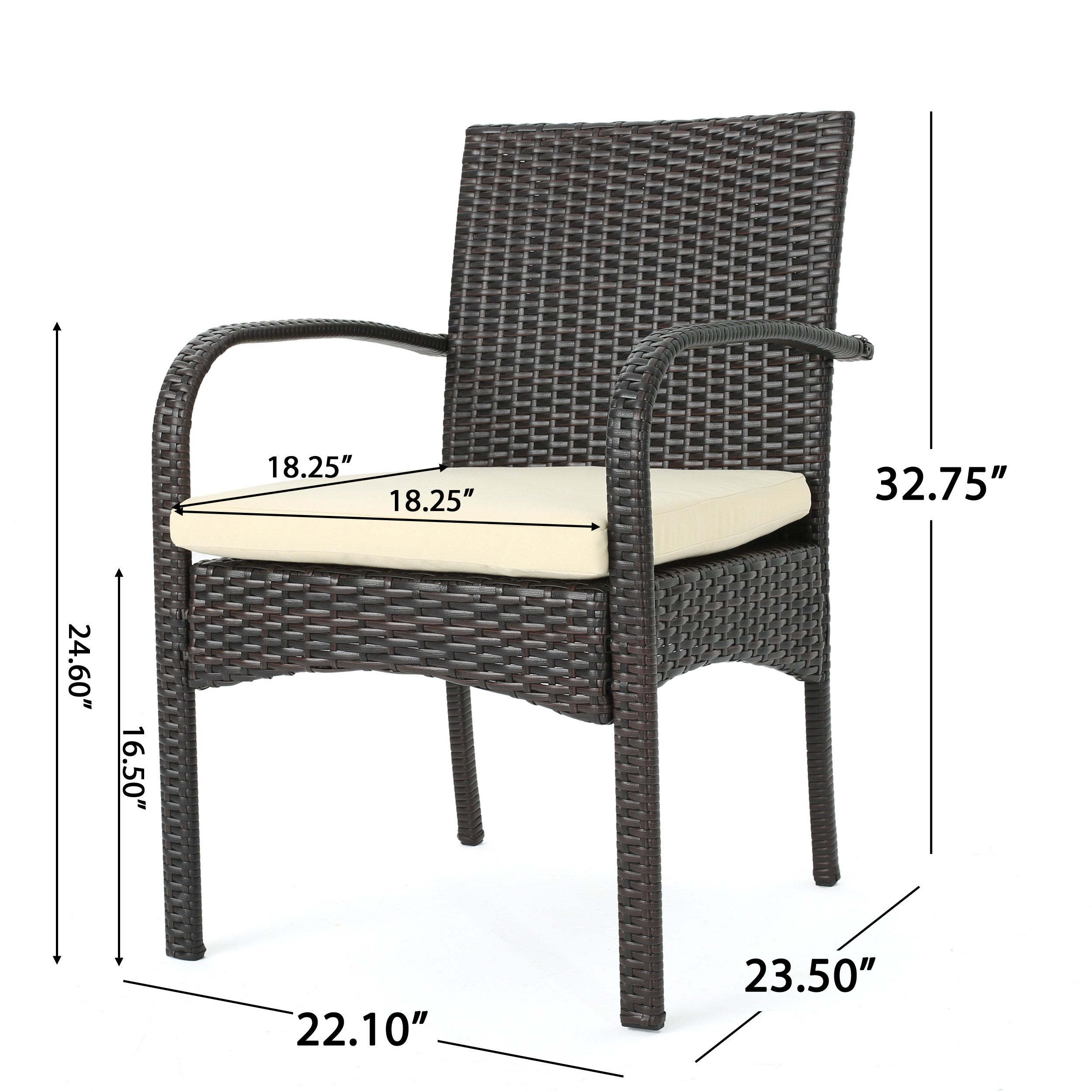 Carmela Outdoor 7pc Multibrown PE Wicker Long Dining Set