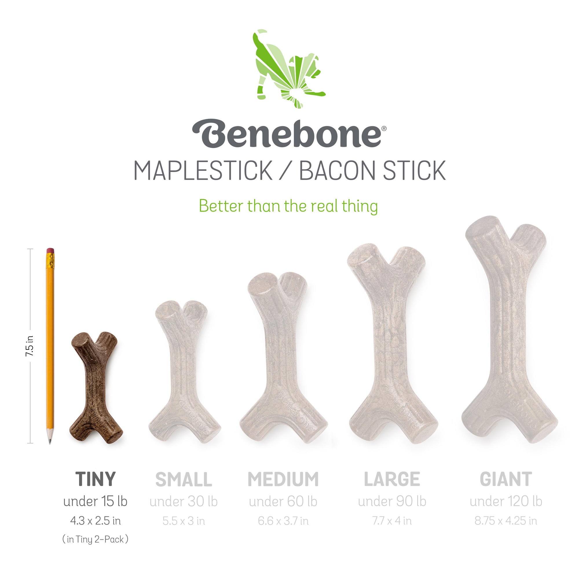 Benebone Stick/Zaggler Puppy Chew Toys， X-Small， Pack of 2