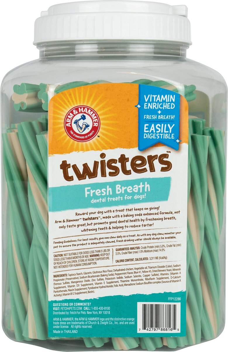 Arm and Hammer Twisters Fresh Breath Medium Mint Flavor Dog Dental Chews