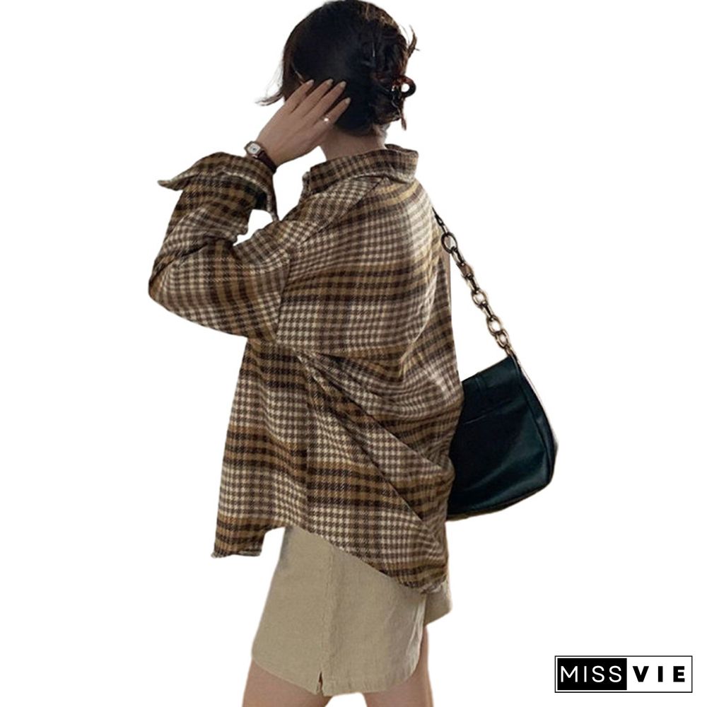 Thick Plaid Shirts Women Winter Keep Warm Long Sleeve Blouses And Tops New Casual Slim Jacket Female Clothes Outwear