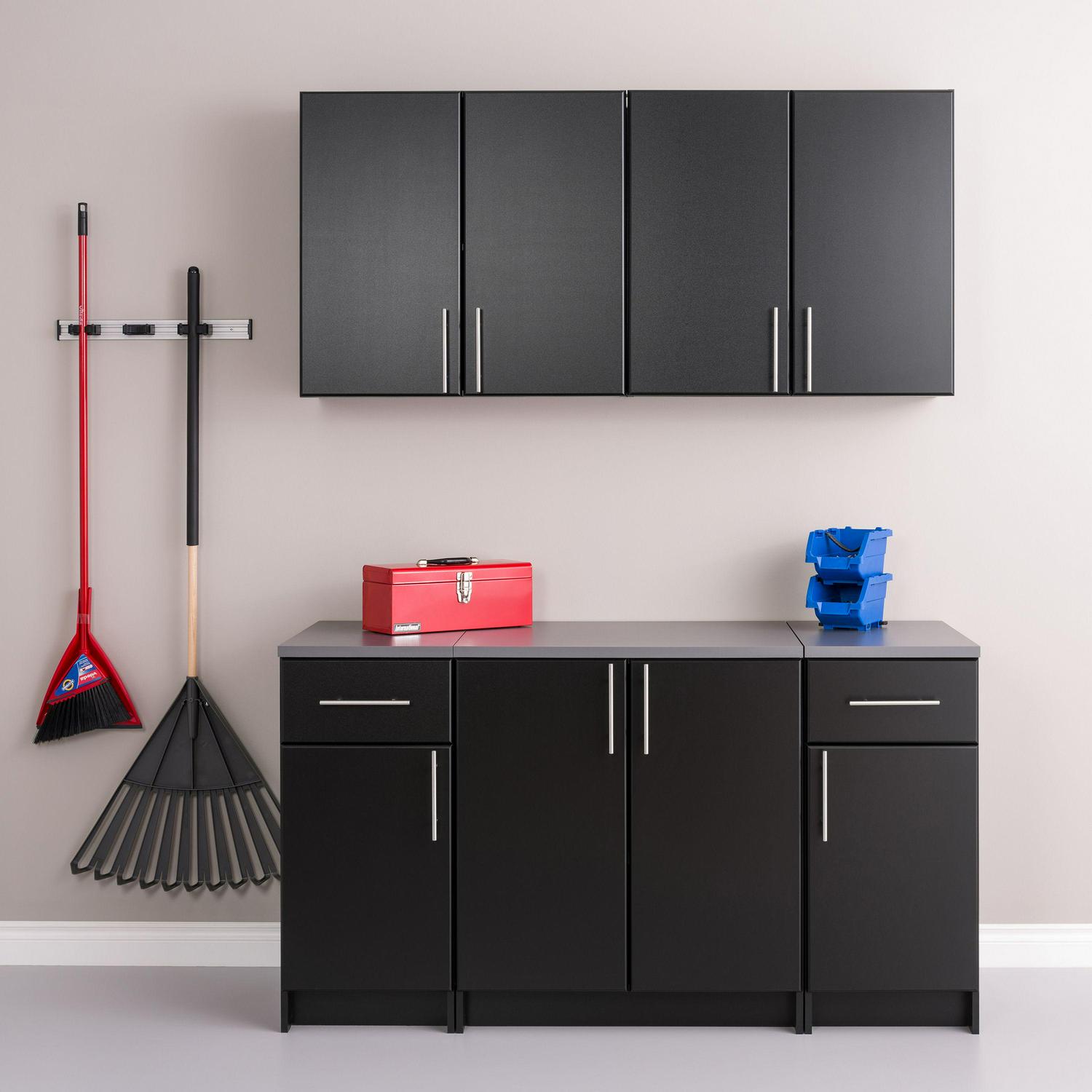 Prepac 1-Shelf Stackable Wall Cabinet， Black