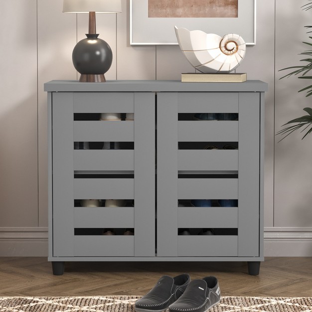 Galano 27 3 In H X 30 7 In W Wood Shoe Cabinet In Ivory Gray