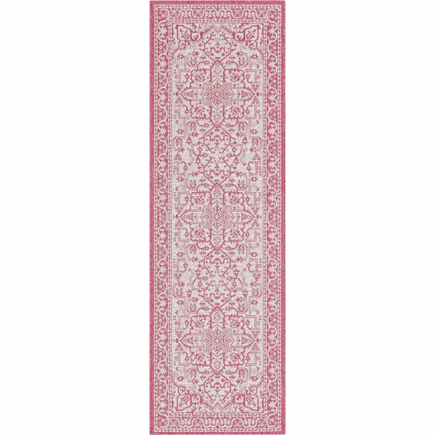 Well Woven Indoor Outdoorcelesine Fuchsia Persian Medallion Area Rug