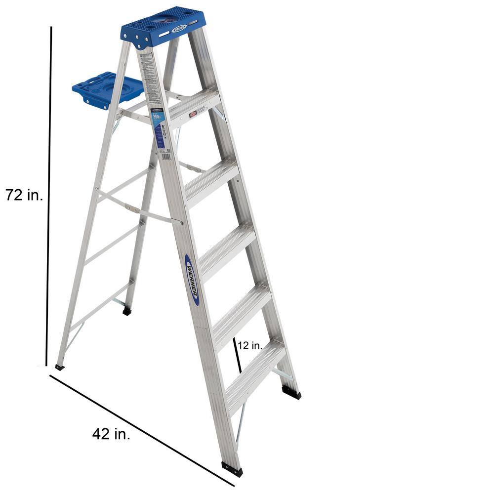 Werner 6 ft. Aluminum Step Ladder with 250 lb. Load Capacity Type I Duty Rating 366