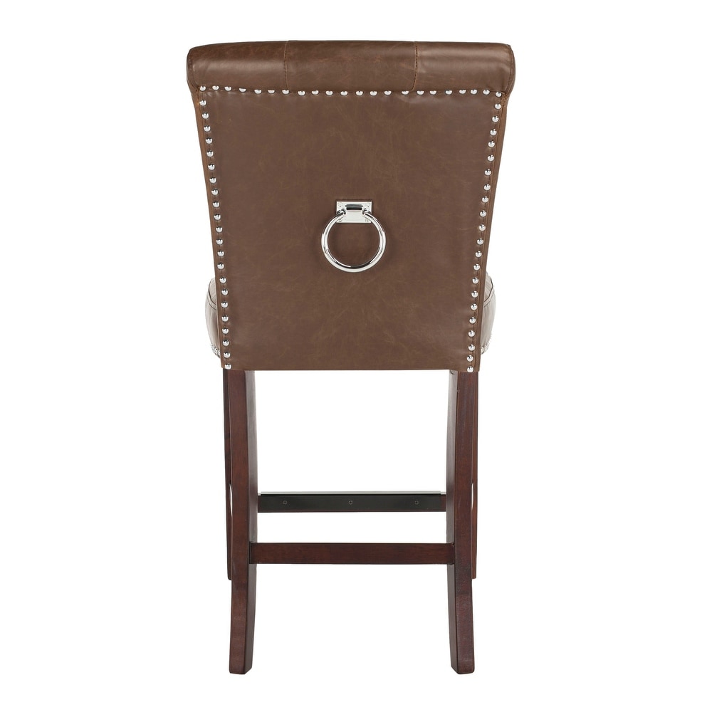 SAFAVIEH 26  Inch Taylor Brown/ Espresso Tufted Counter Stool (Set of 2)   20\