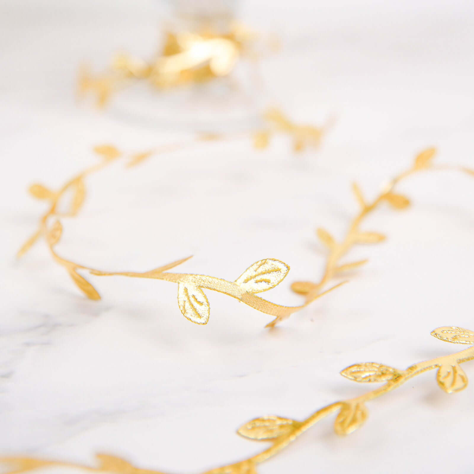 Olive Gold Leaf Ribbon Trim, Artificial Vines Leaf Garland For DIY Craft Party Wedding Home Decor 67ft