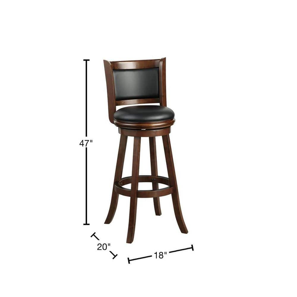 Boraam Augusta 47 in. Cappuccino High Back Wood 34 in. Swivel Bar Stool with Faux Leather Seat 48834