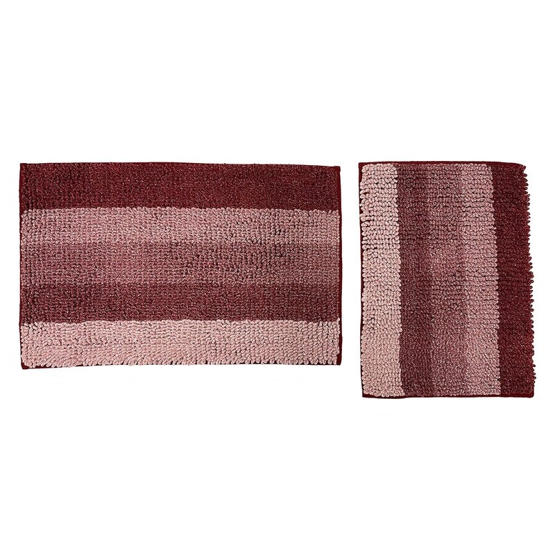 Premius Lina 2 Piece Loop Chenille Bath Mat Set  20x32  17x24 Inches