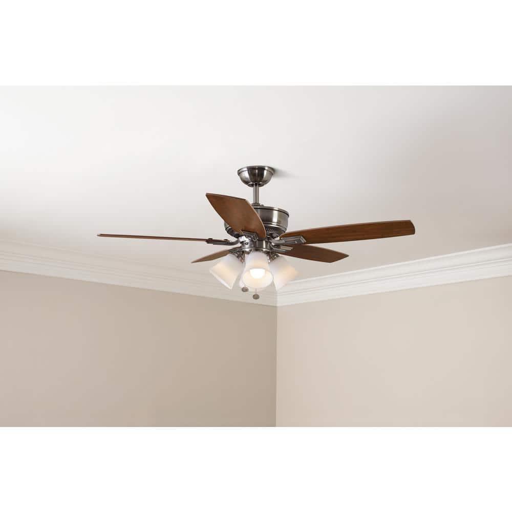 Hampton Bay Devron 52 in LED Indoor Brushed Nickel Ceiling Fan with Light Kit