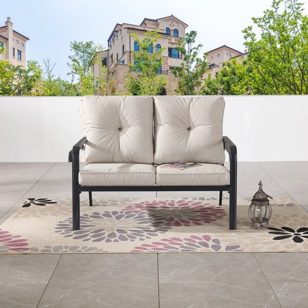 Patio Festival Outdoor Metal Loveseat with Cushions