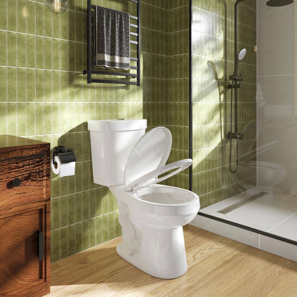 HOROW Tall Height 2-piece High-Efficiency 1.28 GPF Dual Flush Round Toilet in. White Seat Included HR-TRD02