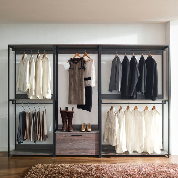 Monica Farmhouse Industrial Wood Walk in Closet wi...