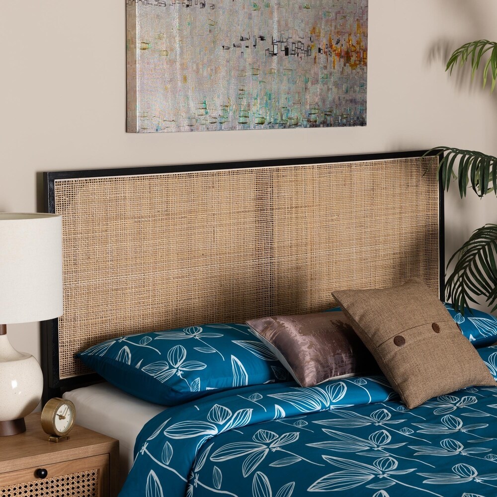 bali   pari Aurelia Modern Bohemian Bayur Wood and Natural Rattan Headboard