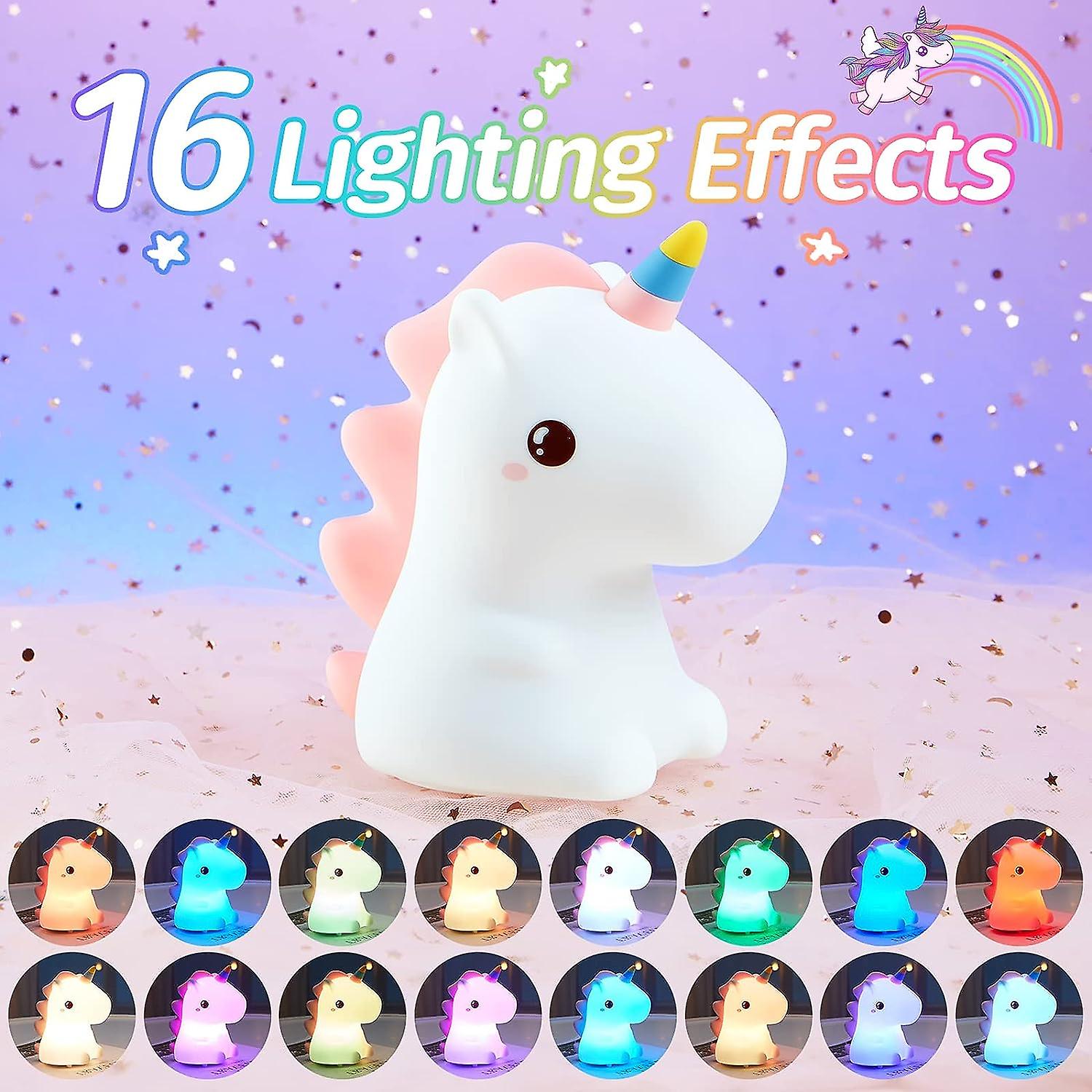 Unicorn Night Lights For Girls Bedroom，16 Color Changing Cute Night Light For Kids， Led Rechargeable Unicorn Lamp， Unicorns Gifts For Girls Night Ligh